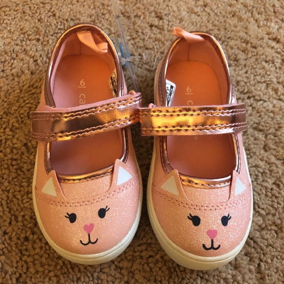 Carters Pink Glitter Cat Shoes-Toddler Girl Size 6 - Picture 1 of 5